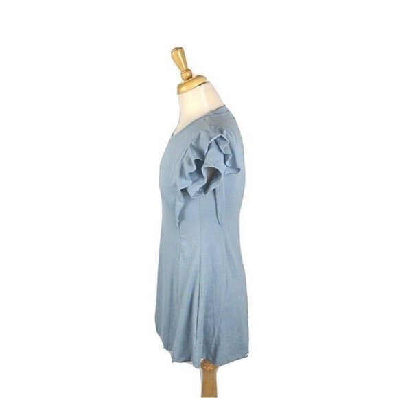 Ten Sixty Sherman Girls Knit Dress Light Blue Ruffle Sleeve Size Large NEW - Picture 7 of 10